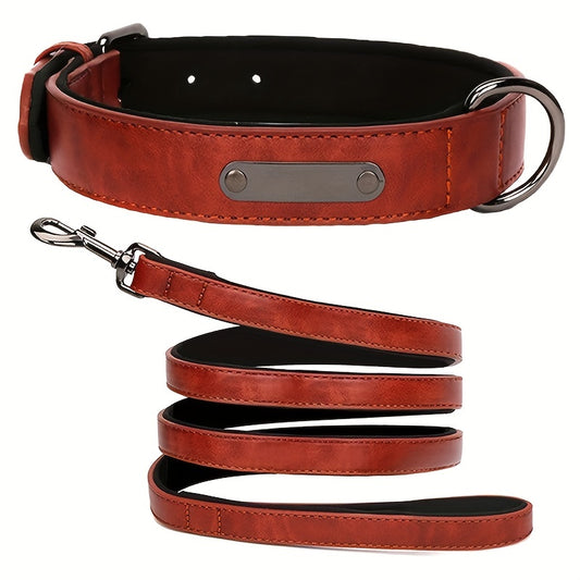 Prémium Gravírozható Bőrhatású Kutyanyakörv és Póráz Szett – Stílusos, kényelmes és strapabíró