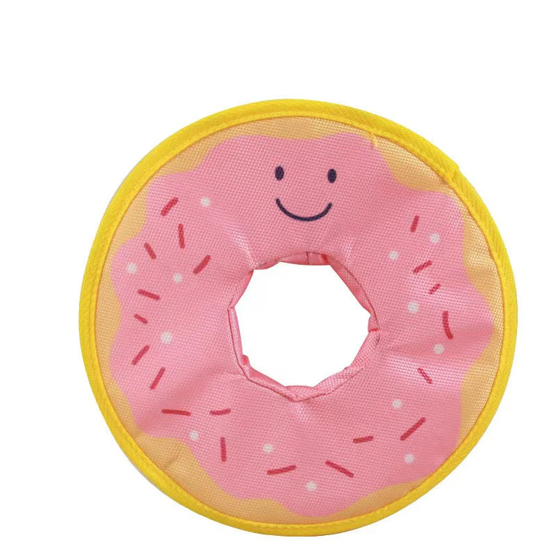 Interaktív, csipogós kutyafánk játék kültérre és beltérre – strapabíró, rágásálló anyagból kis- és közepes testű kutyáknak.