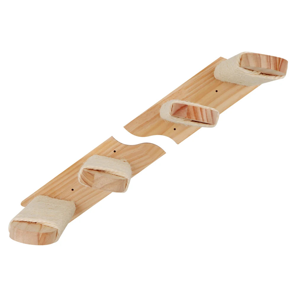 Modern fali macskabútor 3 az 1-ben funkcióval: mászólétra, függőágy és szizál kaparóoszlop – beltéri cicák kedvenc játszó- és pihenőhelye.