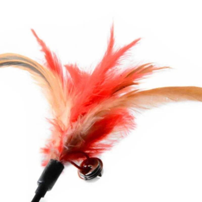 Két darab színes, tollas-csengős játékpálca macskáknak – tökéletes az ösztönök felébresztésére és a közös játékra!